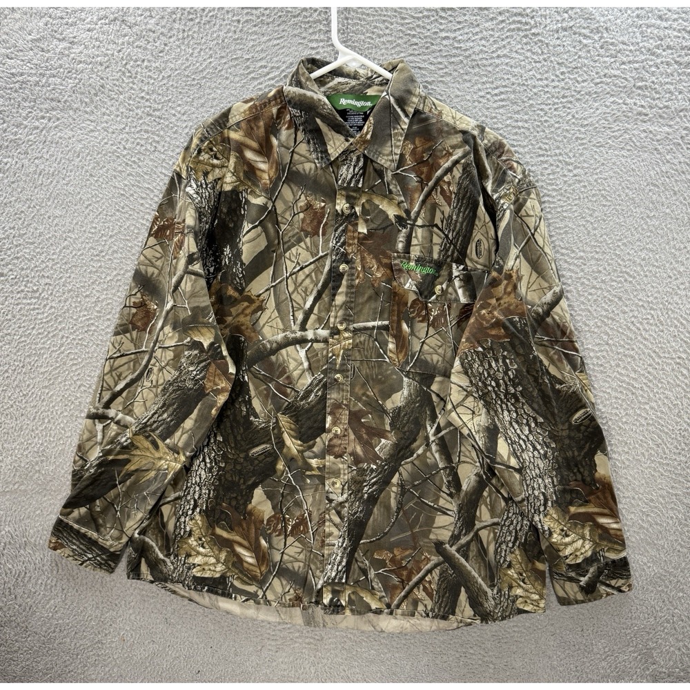 Remington Shirt Adult XL Multicolor Camouflage Realtree Hardwoods Camo Outdoors